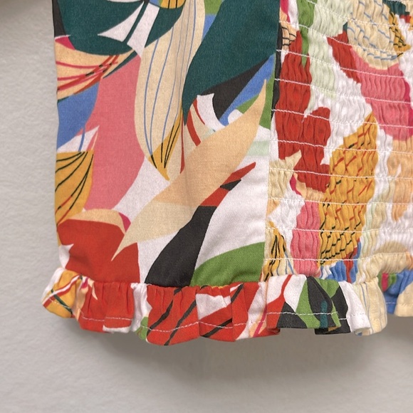 New York & Company Ruffle Shoulder Blouse, Tropical print Sz M - Picture 4 of 6
